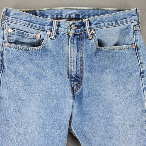 Levis 505 Regular Fit Jeans Mens 34x30 Light Wash Straight Leg - Picture 2 of 12